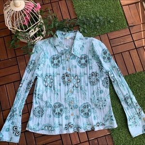 J.Jill long sleeve Blouse petite floral blue large